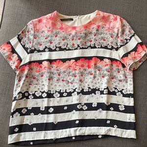 Black and White Floral Striped top